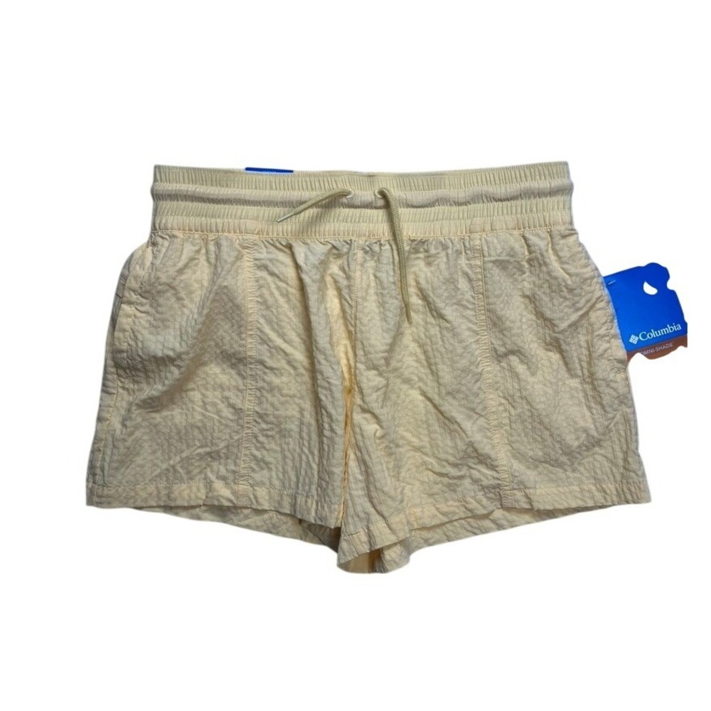 Columbia Womens Yellow Omni-Shade Grid Textured Active Shorts M AL4514 NEW
